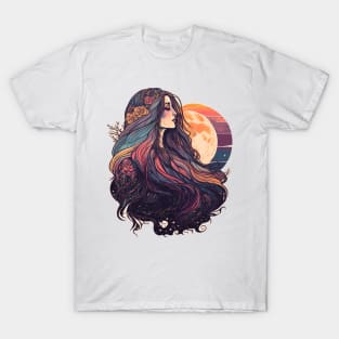 Retro Rainbow Moon Goddess T-Shirt